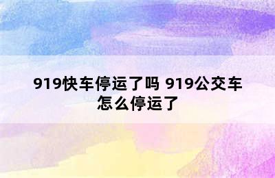 919快车停运了吗 919公交车怎么停运了